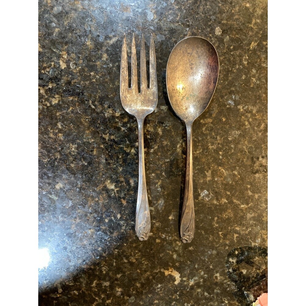 1847 Rogers Brothers Silver Plate IS Daffodil Serving Spoon And Fork